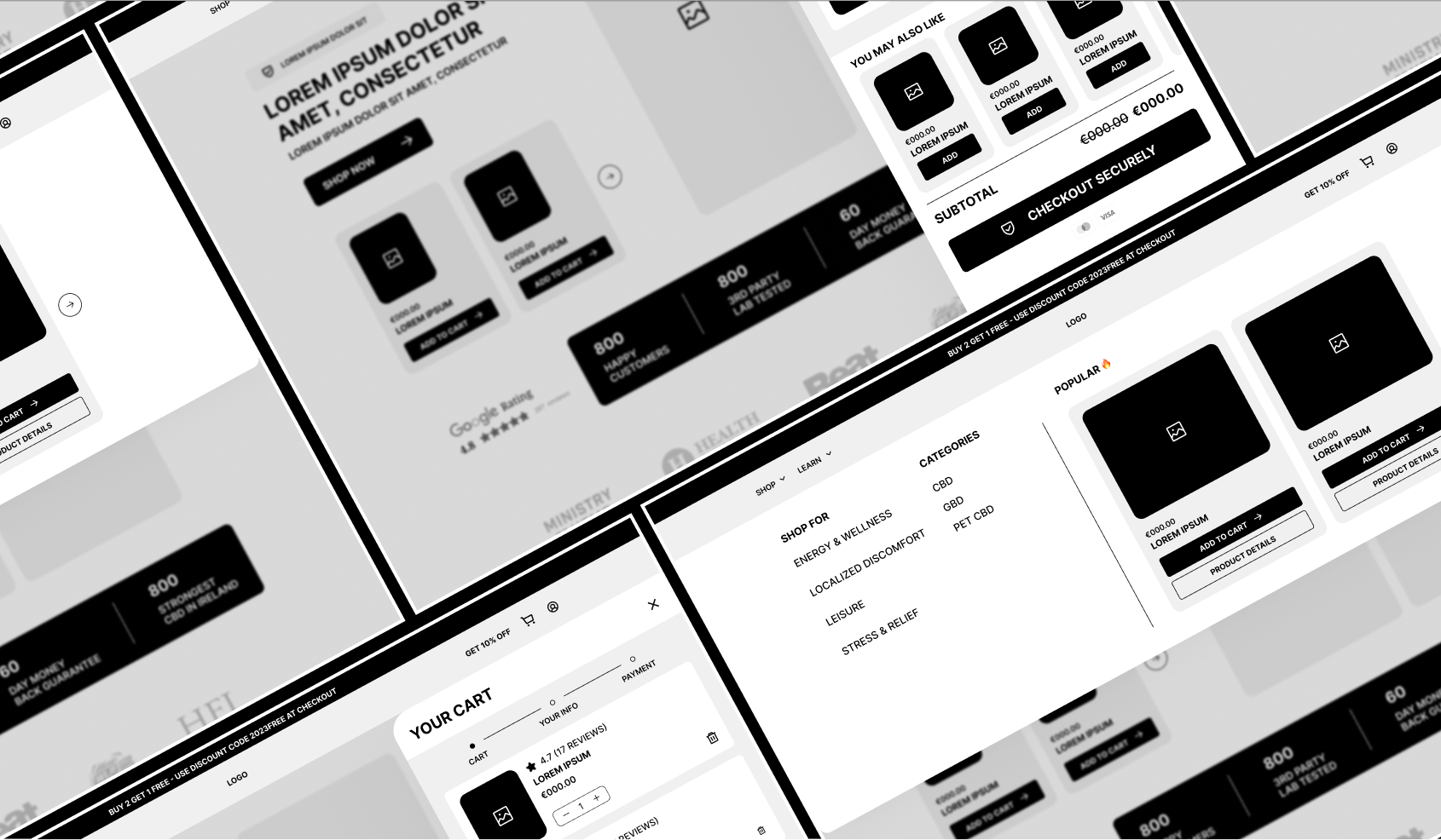 Detailed wireframe  of the Dr.HempMe website redesign by Fayrouz.