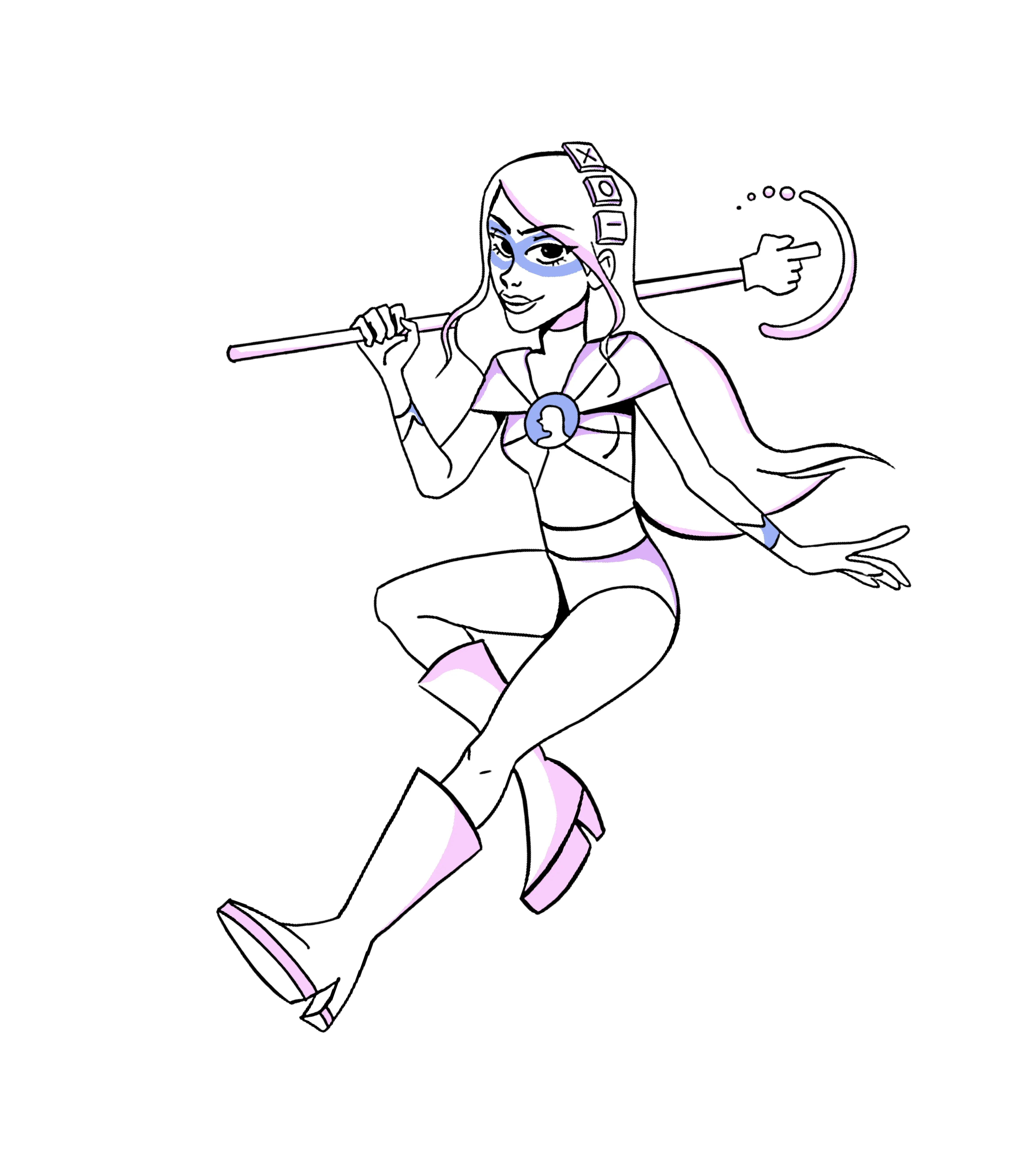 Fayrouz depicted as a superhero combating bad UX design